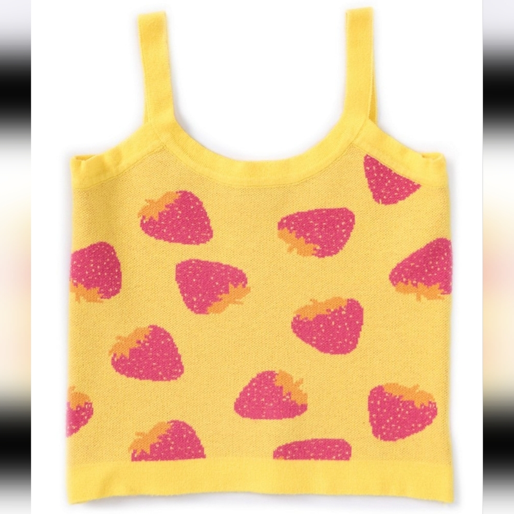 TruceBig Girls Strawberry Sweater-Knit Tank Top